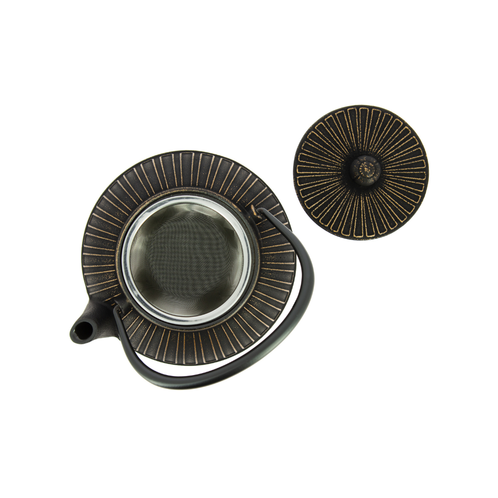 Tetera Premium Iwachu Kiku Negra-Dorada 650 ml