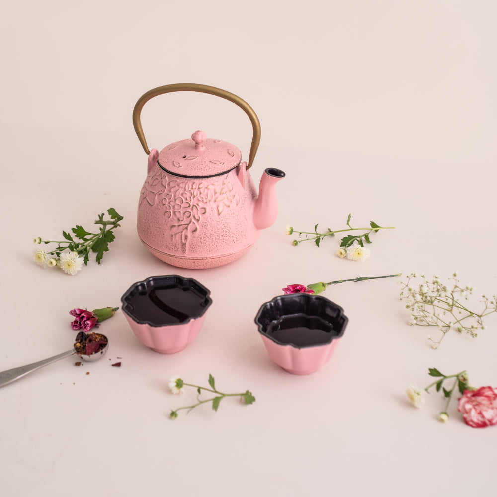 Set Iron Teapot Pink