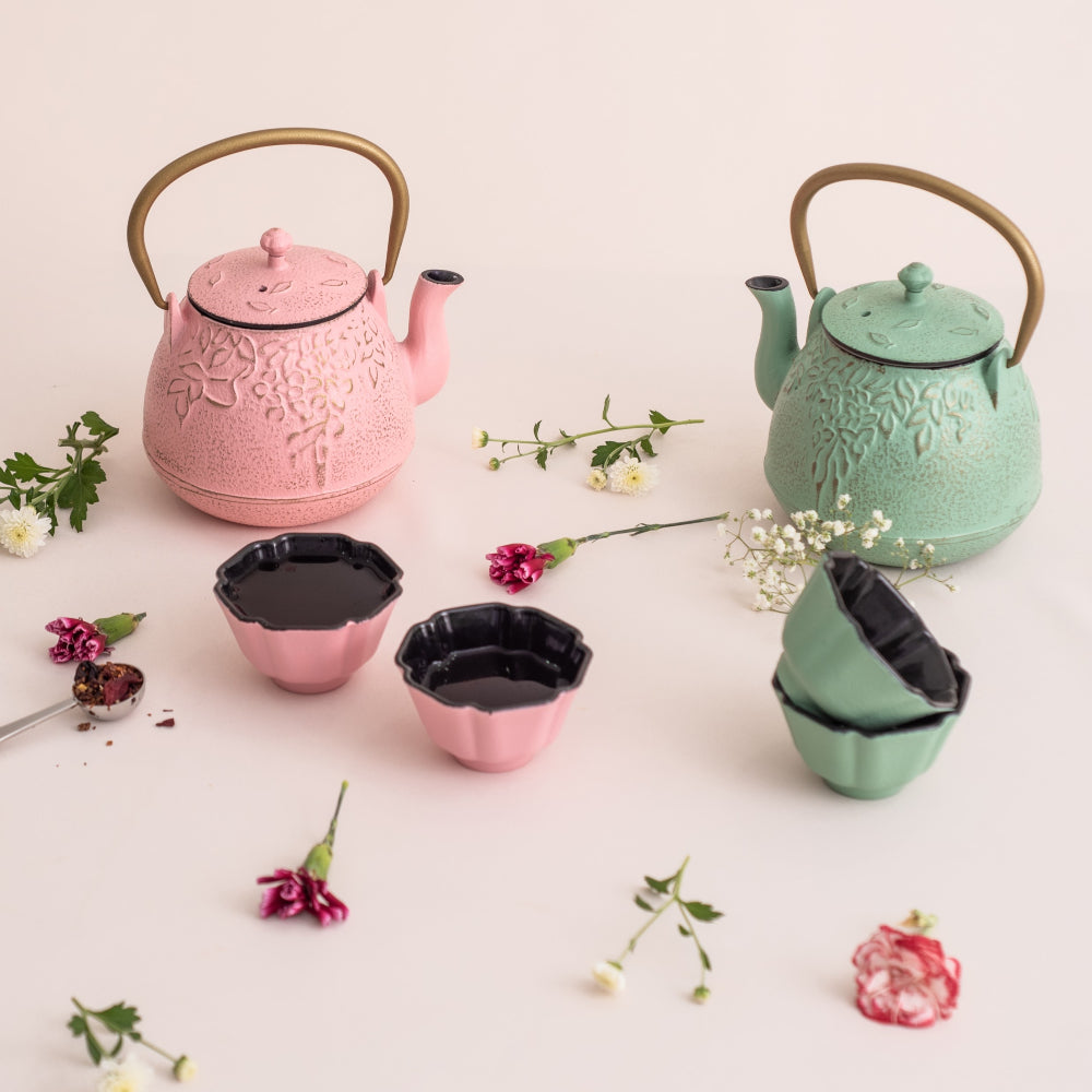 Set Iron Teapot Pink