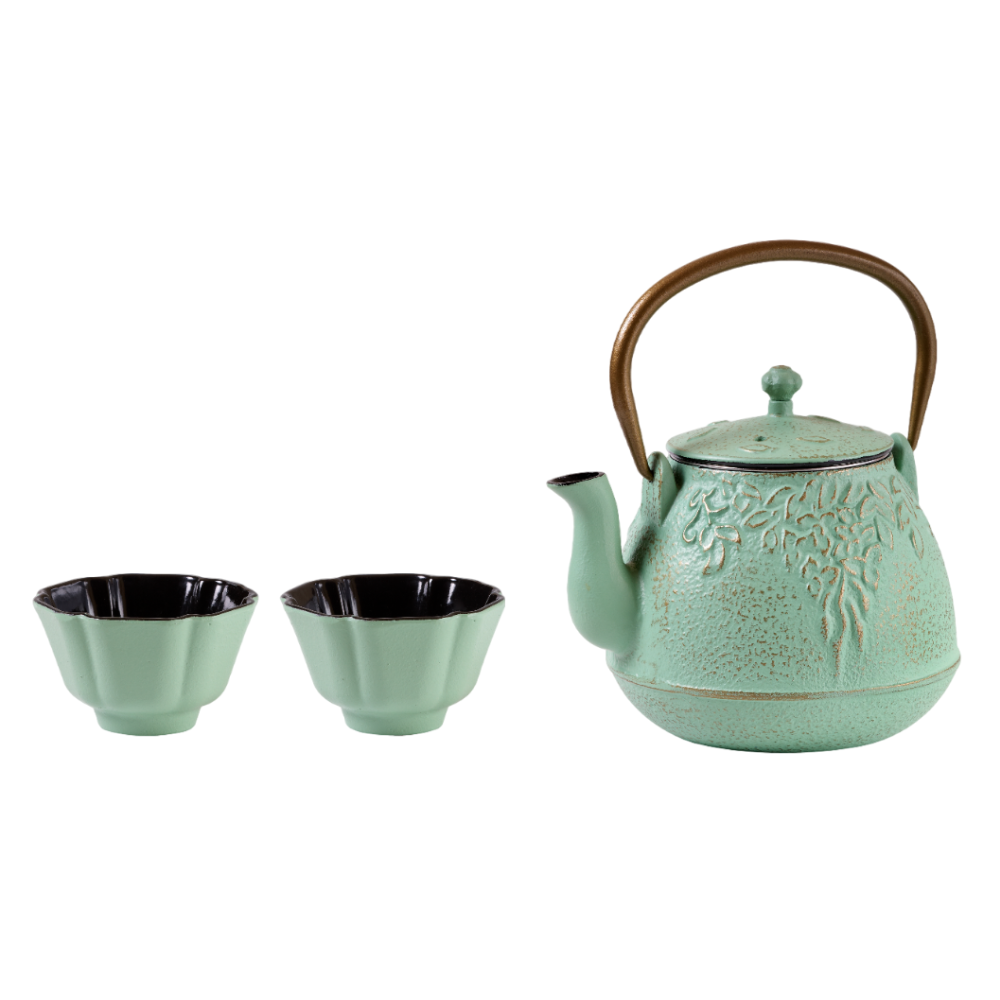 Set Iron Teapot Green